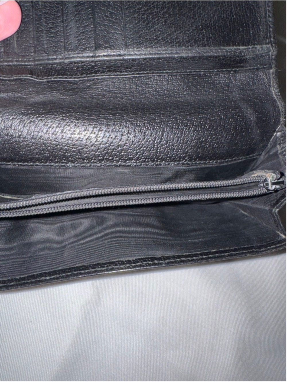 Gucci Black GG Canvas Wallet Bifold Long Wallet Monogram Leather Trim - Picture 5 of 9